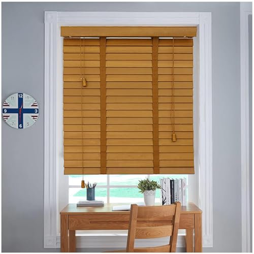 Jalousien aus Massivholz für Fenster, Raumverdunkelung, 60 x 80 cm breit, horizontale Holzrollos