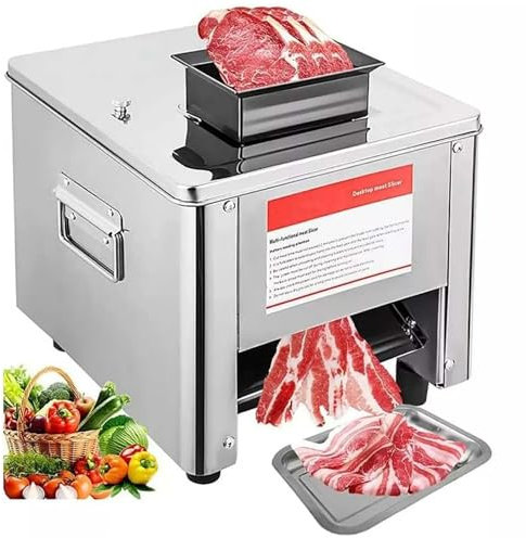 Dfdieratve Affettatrice per Carne da 850 W, Macchina per Tagliare Cubetti di Carne Tritata, 130 kg/H, Affettatrice Elettrica Commerciale per Agnello, Pane, Prosciutto, per Uso Commerciale