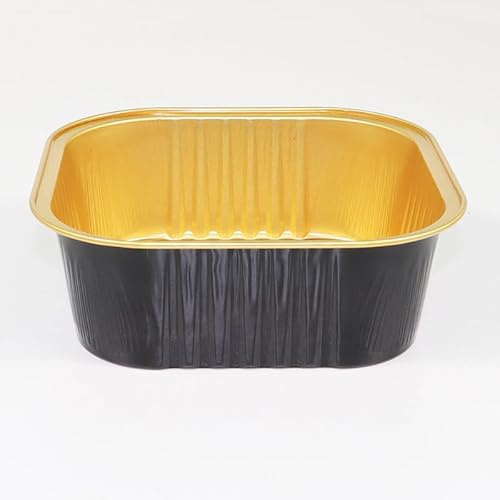 Namzi 100pcs Mini Aluminum Foil Cupcake Baking Cups Disposable Mini Cake Containers Flan Molds for Pudding, Souffle, Party, Wedding (Black Gold)