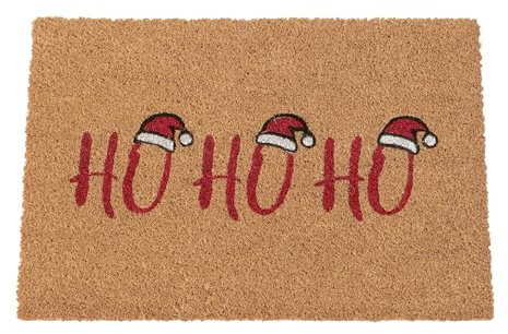 Spetebo Weihnachts Fußmatte HO HO HO aus Kokosfasern - 60 x 40 cm - Türmatte im weihnachtlichen Design für Innen und Außen - Fußabtreter Schmutzfangmatte Türvorleger Weihnachten Deko