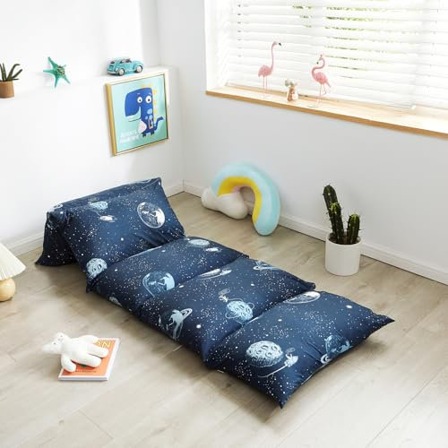 ZIQINPSQ Floor Pillow Case,Mattress Bed Lounger Cover,Pillow Bed Floor Lounger Cover,Recliner Floor Pillow for Girls Boys (Galaxy, Standard)