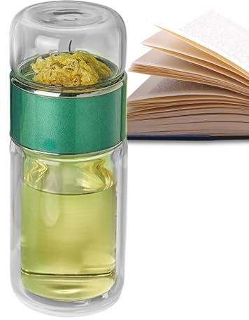 Tee Ei Flasche, Tee Und Wasser Trenn Teeflasche 280ml/350ml/420ml, 3-in-1-Ei-Wasserflaschen, Doppelschichtige Isolierte Teeflasche Mit Sieb, Glas-Tee-Ei-Flasche Für Losen Tee Blumentee Home Traveling