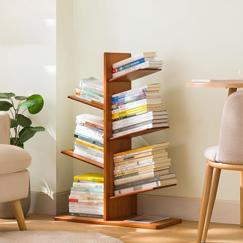 Libreria a forma di albero, da pavimento, a scaletta stretta, verticale, per piccoli spazi, in camera da letto, soggiorno, casa, ufficio