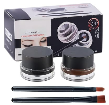 Set de Delineador de Ojos y Gel para Cejas, Negro y Marrón, eye cream | Delineador de Ojos y Gel para Cejas de dos Tonos en un Solo Producto, Resistente al Agua y de Larga Duración