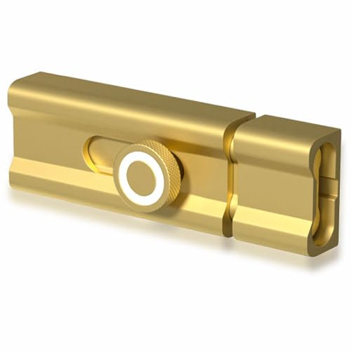 Cerraduras de perno de puerta de aleación de aluminio de 80 mm, pestillo deslizante montado con adhesivo, cerradura de seguridad para el hogar para madera, metal, vidrio y más (dorado)