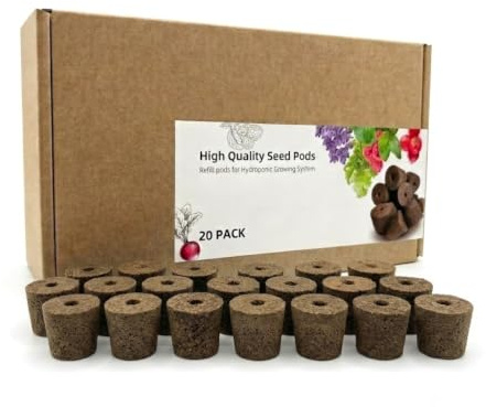 YDKYD 20pcs Grow Sponges, Seedless Replacement Seed Pods Compatible with Click and Grow Smart Garden, Refill Seed Starter pod for Hydroponics Growing System Supplies | Fits Click & Grow Pods & Smart Garden; Biodegradable Peat, Seedless-Add Own Seeds; Soak & Avoid Overwatering