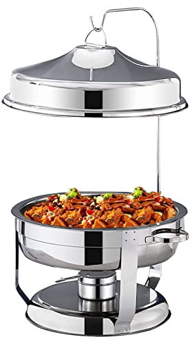 ZOLPINL Stainless Steel Chafing Dish With Hanging Cover, Catering Buffet Warming Container Set Includes Food Pan, Water Pan, Fuel Holder, For Party Wedding Buffet Equipment