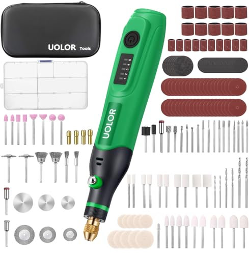 Uolor Mini Cordless Rotary Tool, Polishing Kit with 158 Accessories, Multi-Purpose Power Rotary Multi Tool for Polishing, Engraving, Sanding, Drilling, Etching, Cutting Grinding DIY Crafts