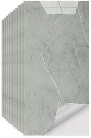 Swehooirt Fliesenaufkleber Marmoroptik 30 Stück, 60cm x 30cm Klebefliesen Wasserfest, Selbstklebende Wandpaneele mit Steinoptik für Küche und Badezimmer (Karen Grau)