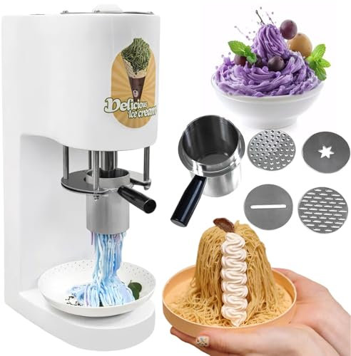 twostronking Macchina per Gelato in Acciaio Inox, Pressa per Gelato Elettrica da 80 W, con 4 Stampi per Noodles di Diverse Forme, 28-30 L/H, Adatta per Gelaterie E Pasticcerie.