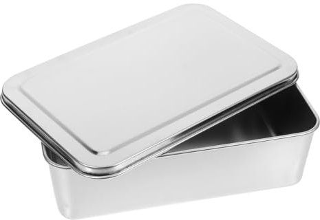 TIDTALEO Bandeja Metálica Para Hornear Con Tapa Caja De Acero Inoxidable Para Pasteles y Pan Resistente Al Desgaste Diseño Brillante Para Horno y Restaurante