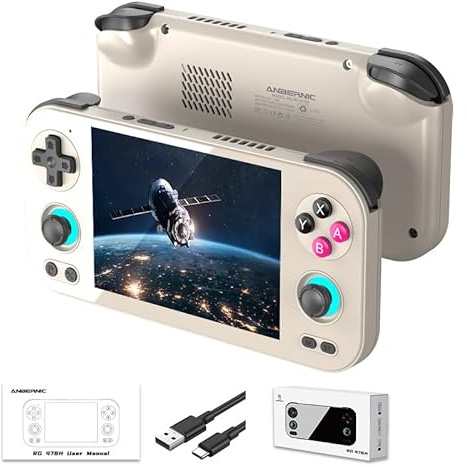 Anbernic RG476H Retro Handheld Game Console 4.7-inch LTPS in-Cell Screen No Card Android 13 System 128G Storage Support AI Functions 3D Hall Effect Joystick WiFi Bluetooth HD and TV Output Grey