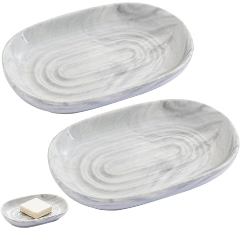 2 Pcs Soap Dishes for Bathroom Ceramic Soap Dish Keep Dry & Easy Cleaning for Shower Bathroom Kitchen Counter Top Shelf Home Travel Camping Gym Sealed Container(Grey)