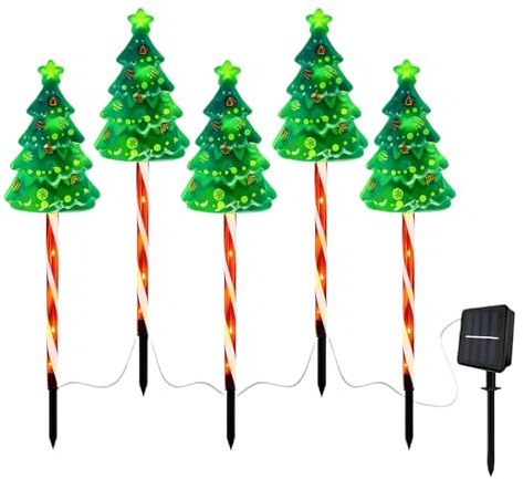 Luz de para árbol de Navidad, estaca iluminada con energía solar, calendarios de cuenta regresiva de vacaciones, para patio, , puerta delantera, patio, terraza, césped, casa de campo