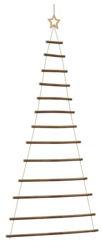 Gecheer Albero di Natale in Legno da Appendere, Decorativo 86x180 cm, Ramo Naturale, Ideale per Piccoli Spazi e Personalizzazione