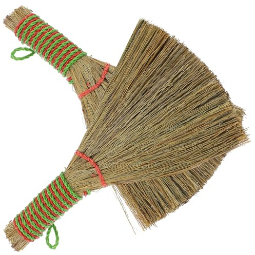 Mini Balai de Ménage 2 Pièces en Miscanthus pour Nettoyage Maison | Balai à Main Compact, Prise en Main Facile, N’abîme Pas les Surfaces, Zones Difficiles D’accès