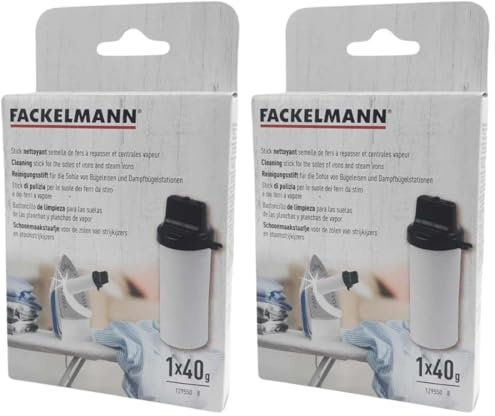 Fackelmann 129550 Stick nettoyant semelle de fer à repasser, Stick nettoyant, nettoyer semelle fer à repasser, Agents de surface anioniques, Agents de surface non ioniques, Blanc, 40 g (Lot de 2)