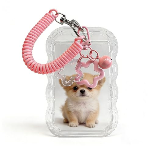 Ruispeed 1 Stück Transparent Porte-Photocard avec Vagues d'Étoiles – Porte-Clés de Carte K-Pop pour Protection des Cartes d'Idol, Carte d'Étudiant ou Carte de Bus