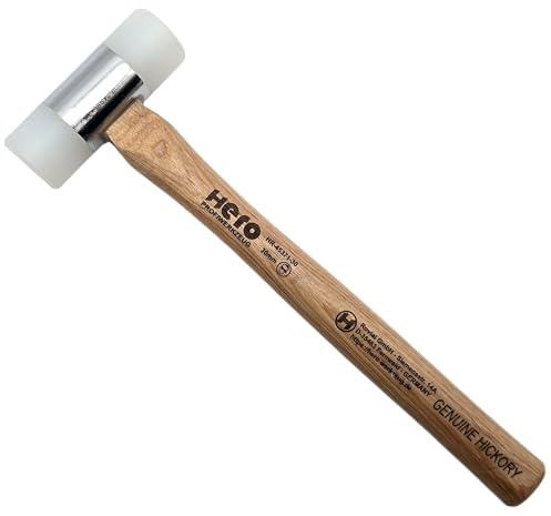 HERO Profi Schonhammer Ø 30mm – Ausbeulhammer mit Nylon-Schlagkopf, austauschbarer Kopf, rückschlagfrei, Nylonhammer mit Hickory-Holzgriff, Kunststoffhammer Doppelkopfhammer Hammer 220g – Premium-Line