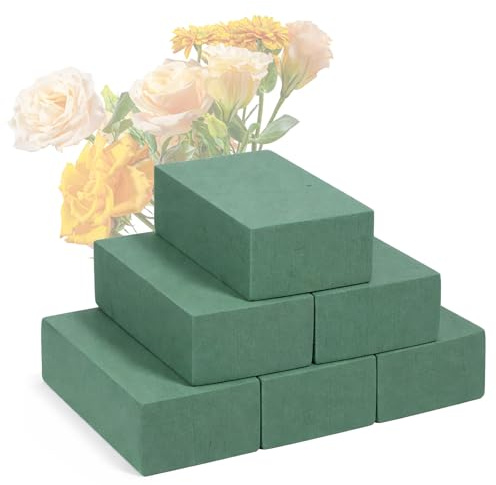 KALIONE Rechteck Blumensteckschaum Set, 6 Stück Nasssteckschaum, Steckschaum für Blumenarrangements, Basteln, Hochzeit, Geburtstag, Partydekoration(14 x 7.6 x 4.5 cm)