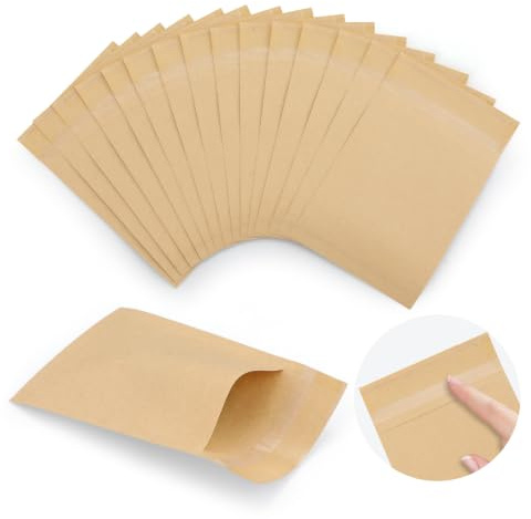 woric 120 Stück Samentütchen Selbstklebend, 7x12 cm Papiertüten Braun Klein | Mini Papiertüten zum Befüllen DIY Flachbeutel Samen Aufbewahrung Freudentränen Hochzeit Geburtstag Adventskalender