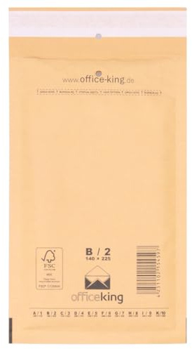 100 x Luftpolstertaschen braun Gr. B/2 (140x225 mm) DIN A6+ C6+ - Marken-Qualität von OfficeKing®