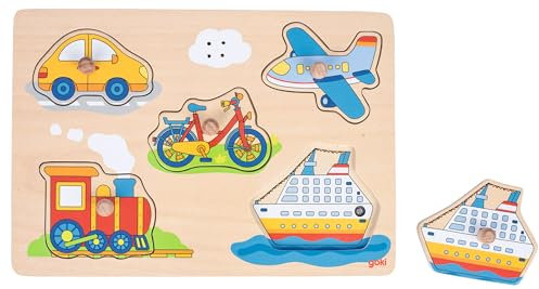 goki 57519 – Puzzle Sonoro Verkehrsmittel (5 Teilen) (Holz) (+ 1)