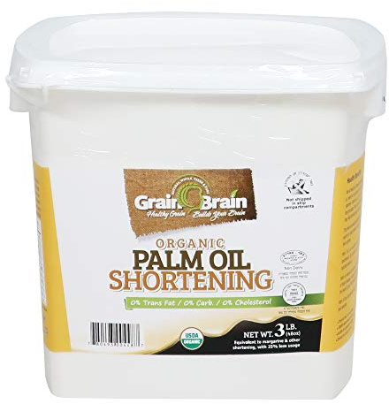 Grain Brain Organic Palm Shortening (3 lb) Non-Hydrogenated Pure and Natural, Quality, Sustainable Certified