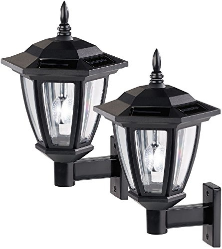 Luminea Laternen: 2er-Set Solar-LED Außen-Wand-Leuchten, weißes Licht, 25 Lumen (Solarlampe Wand, Wandsolarleuchten, Lampe)