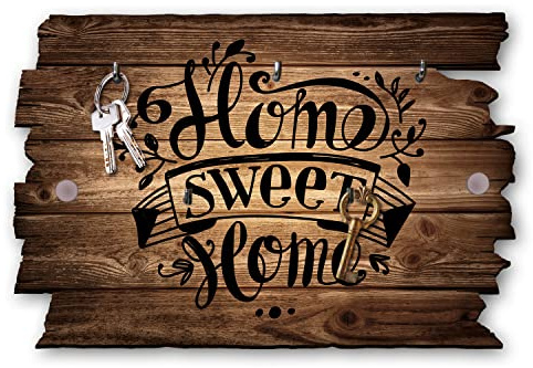 Kreative Feder Sweet Home Designer Schlüsselbrett, Hakenleiste im Landhaus-Stil, Shabby-Chic aus Holz 30x20cm (Sweet Home)