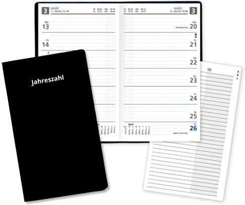 Wochentaschenkalender 2026 Sekunda Taschenplaner 26 in Blau mit Adressheft und PVC Einband in Schwarz Made in Germany