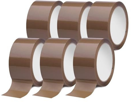 IMBALLAGGI 2000 - Nastro Adesivo Pacchi Marrone in Polipropilene 6Pz 5cm x 66mt x 76mm, Colorato Resistente a Strappo Silenzioso, Nastro Imballaggio per Spedizioni Scatoloni e Trasloco
