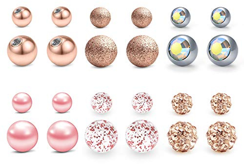 JFORYOU Piercing Kugel 14G 1,6mm Gewinde 5mm 8mm Schraubkugel Chirurgenstahl und Acryl Ersatzkugel Für Brustwarzenpiercing Zungenpiercing Bauchnabelpiercing Industrial Piercing Bar usw