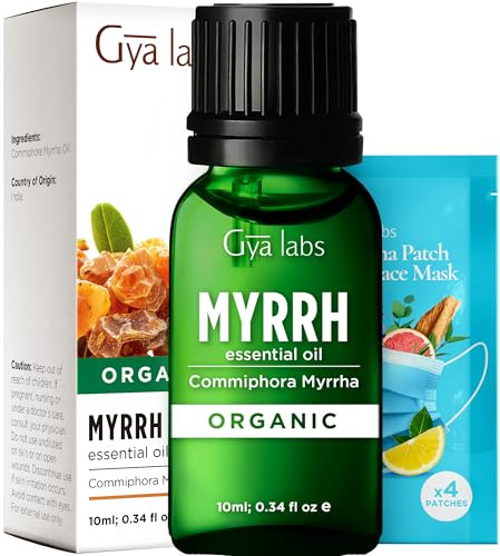 Gya Labs Myrrhe ätherisches Öl Bio für die Haut - 100% reine und natürliche Myrrhe Öle Bio für Diffusor, Haar, Kerze machen & Massage (10ml)
