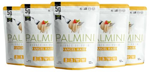 Palmini Angel Hair Pasta | Low-Carb, Low-Calorie Hearts of Palm Pasta | Keto, Gluten Free, Vegan, Non-GMO, Plant Based, Healthy Noodles | As seen on Shark Tank | (12 Ounce Pouch-Pack of 6)