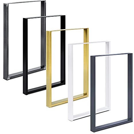Magnetic Mobel 2 x Tischkufen aus Metall | Industrial Tischbeine in Schwarz Weiß & Rohstahl | Alle Größen für Esstisch Schreibtisch Couchtisch & Bank | DIY Tischgestell (60x72 cm, Grau/Anthrazit)