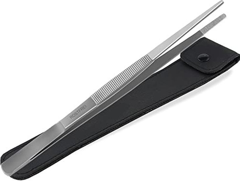 Profi Aquarium Terrarium Pinzette Wasserpflanzen Pflanzenpinzette aus rostfreiem Edelstahl Gerade Futterpinzette mit Innenzahnung Zubehör für Aquarien und Terrarien (18,0 cm)