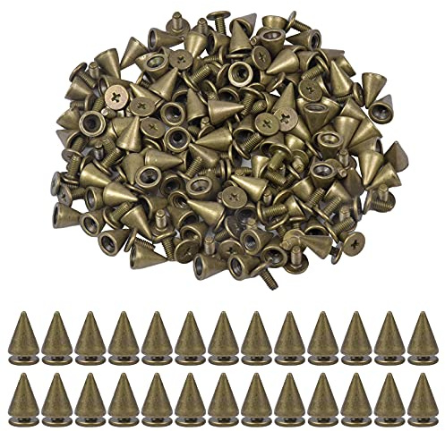 smatime Spitz Punk Nieten Metall Killernieten Kegel Spikes Nieten Ziernieten Gothic Punk Spitznieten Schraubnieten Antiquität Dekorationen für DIY Armbänder Lederhandwerk Taschen Schuhe Gürtel, Bronze