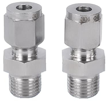 Unifizz 304 Stainless Steel Compression Tube Fittings,Tube OD 8mm, Thread OD 3/8 Inch Straight-Through Quick Connector SSKTPC8-03, Silver 2pcs