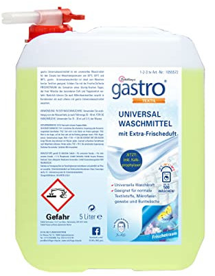 Schilling's gastro Waschmittel Flüssig 5 Liter Universalwaschmittel Flüssigwaschmittel Vollwaschmittel flüssig für Weiße, Schwarze und Bunte Wäsche (Frischetraum)