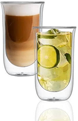 Bewunder Latte Macchiato Set di bicchieri termici (2 x 350 ml) in bicchieri a doppia parete (Senza Manico)