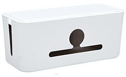 cable wire storage Large Capacity Power Strips or Surge Protectors Removable Plastic Cable Management Box Cable Organizer Box with Front and Sides Opening, White/grey for home and office ( Color : Gre
