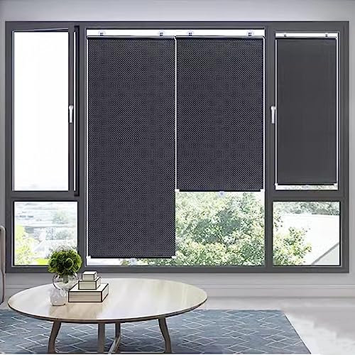 YHBZ Lichtfilternde Rollos für Fenster,Saugnapf-Jalousien,Verdunkelungsvorhänge ohne Bohrung,Versenkbarer Sonnenschutz,Temporärer Sichtschutz für Glastüren und Fenster,W40*H125cm(15.7 * 49.2in)