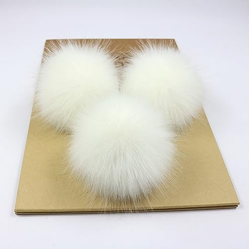 SYSUII 10 Stück 10cm Kunstfell Pompon Fellbommel Pompon Bommel für Mützen Beanies Fellbommel Fellpompon Künstlicher Haarball für Tasche Anhängern Schlüsselanhänger Dekoration Bekleidung Zubehör -Weiß