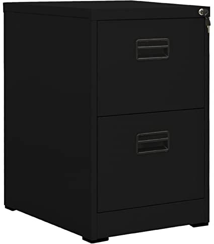 ZEYUAN Aktenschrank, Stahlschrank, Aktenregal, Werkzeugschrank, Büroschrank, Lagerschrank, Ordnerschrank, Schwarz 46x62x72,5 cm Stahl