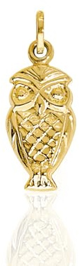 forme di Lucchetta - Glücks-Eule | Polierter 14K Gelbgold Anhänger, Goldanhänger Damen Mädchen 585 Echtgold für Kette (bis zu 4 mm) - hergestellt in Italien