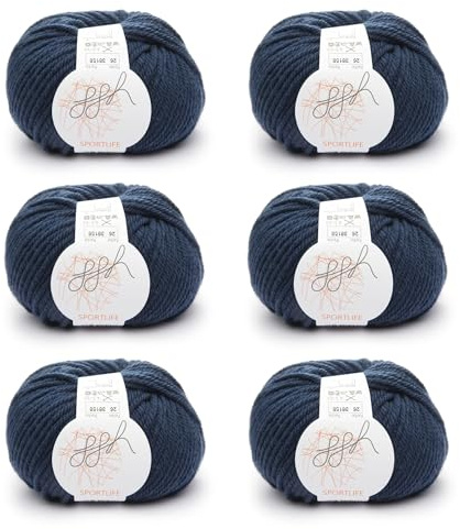 ggh Sportlife Box | 300g Set (6 x 50g) | 100% weiche Naturfaser Schurwolle in vielen Farben | Farbe 026 - Entenblau