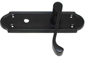 Haven Heritage Door Handle Set - Ashford Scroll Door Handle Bathroom Lock, Lockable Door Handles Internal Sets - Interior Door Handles, Black Door Handles, Easy Install - MATT Black