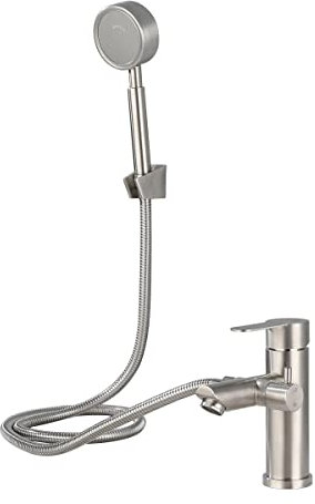 HomeLava Wasserhahn Bad Waschtischarmatur, Waschbecken Armatur Edelstahl Mischbatterie Badarmatur mit Handbrause und Duschschlauch für Badezimmer WC Küche, Gebürstet Nickel