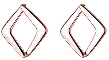 Reffeer Pendientes de tuerca de plata de ley 925 maciza, huecos, para mujeres, niñas, aretes cuadrados, aretes abiertos, Plata de ley, Sin piedra preciosa